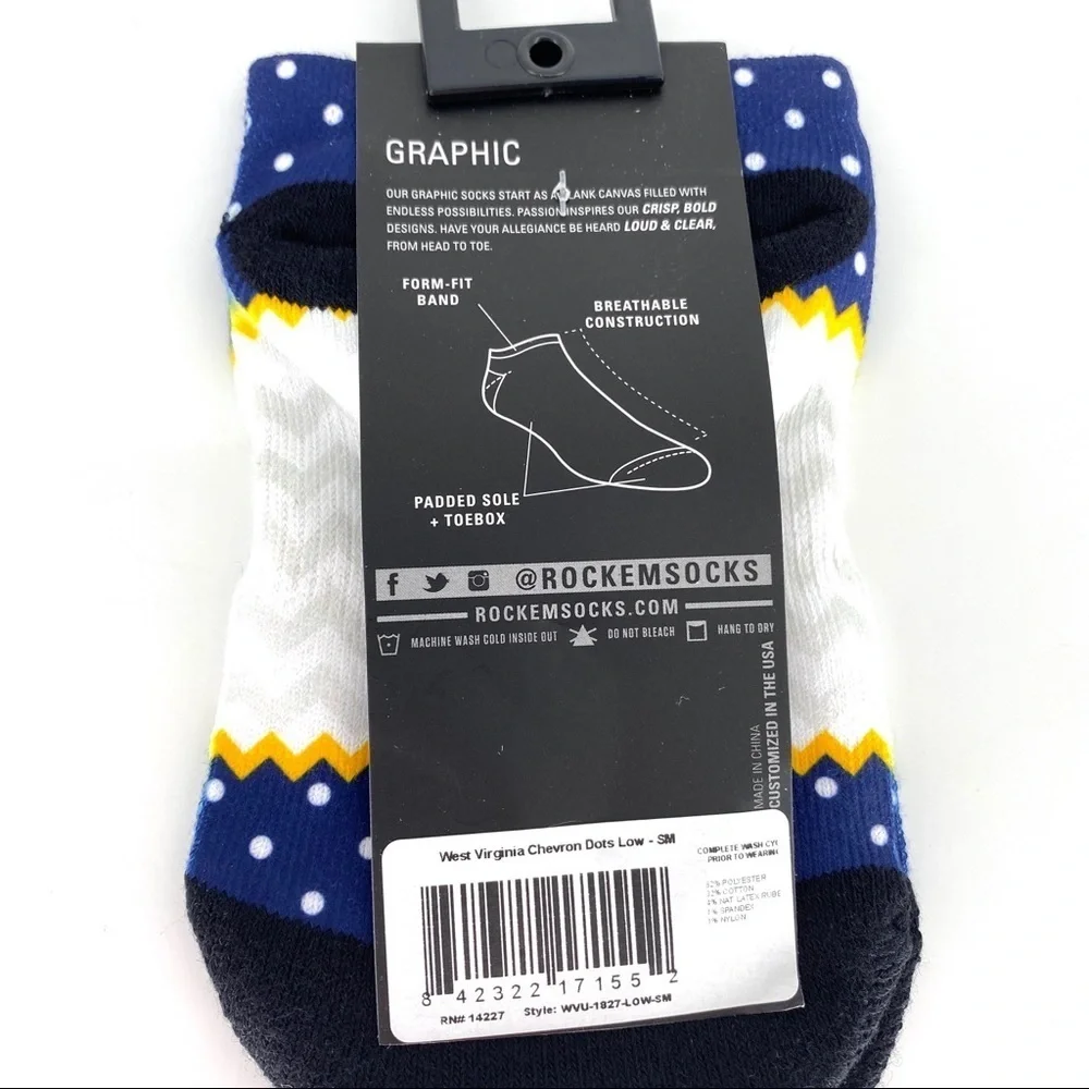 Women's Rock Em Socks West Virginia Chevron Dots